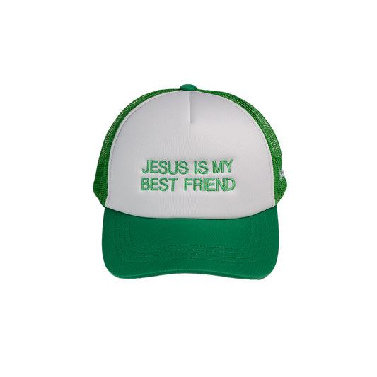 TRUCKER JESUS IS MY BEST FRIEND GREEN CAP