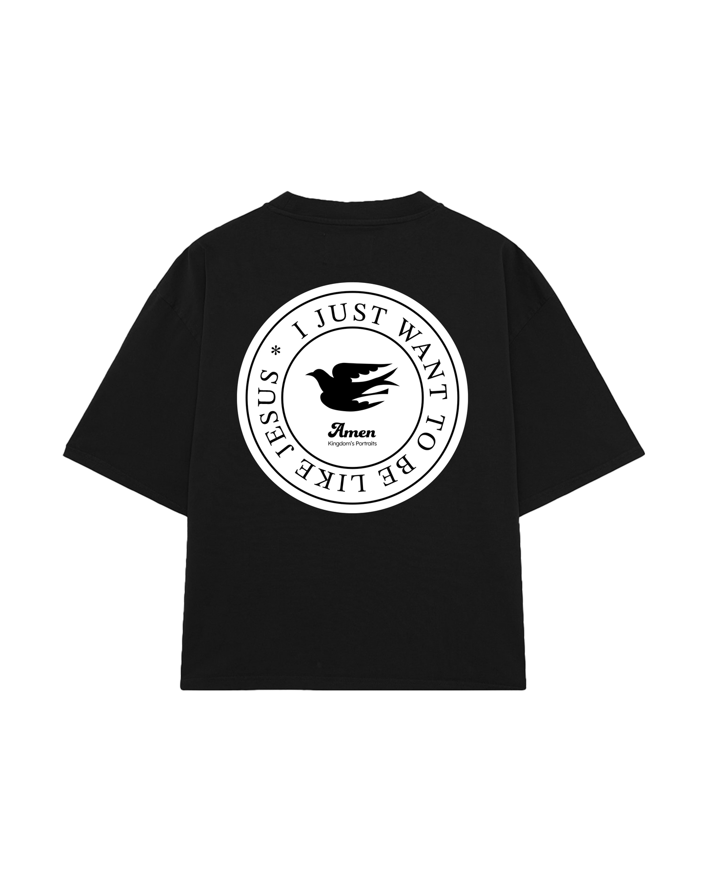 BLACK T-SHIRT EMBLEM I JUST WANT TO BE LIKE JESUS