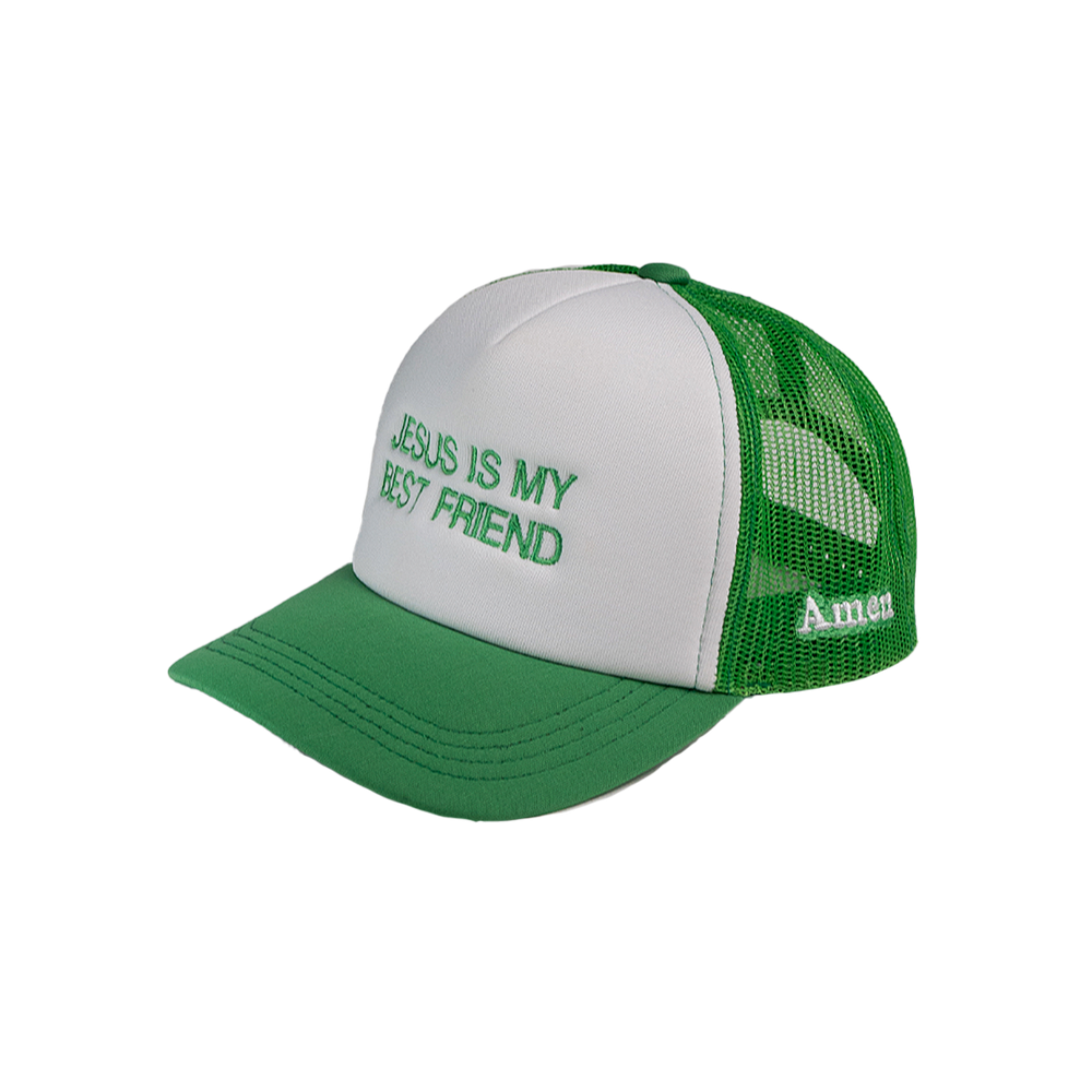 TRUCKER JESUS IS MY BEST FRIEND GREEN CAP