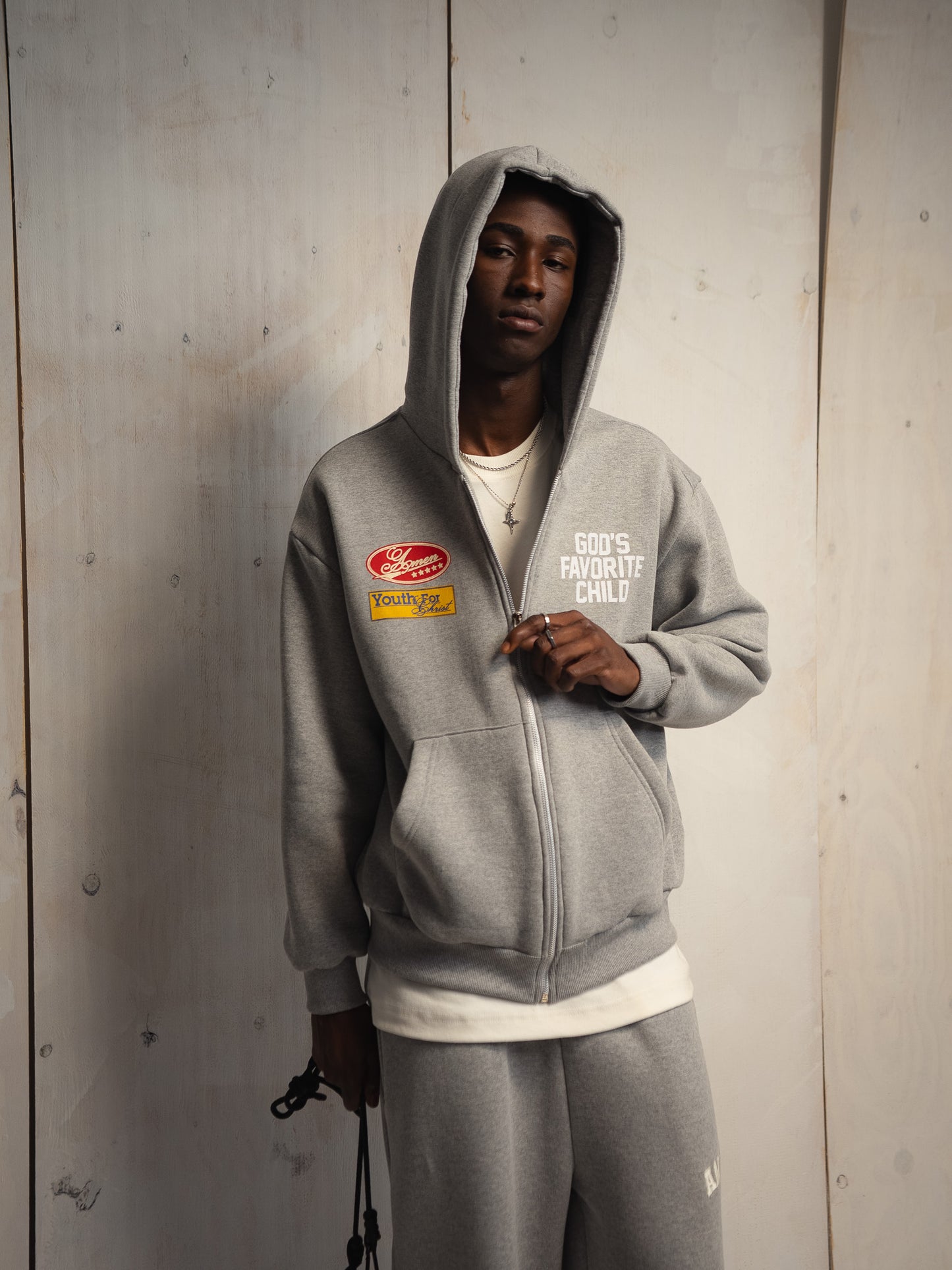 GOD'S FAVORITE CHILD ZIP UP SWEATSHIRT GRAY