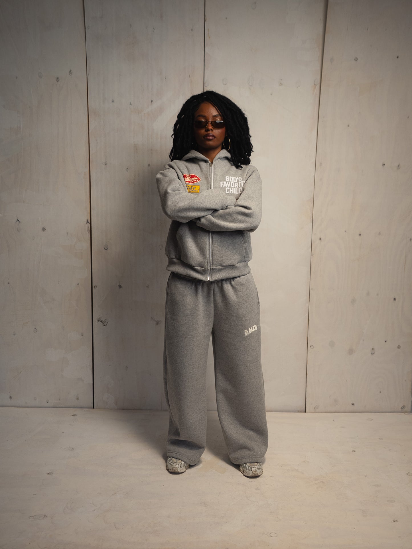 GOD'S FAVORITE CHILD ZIP UP SWEATSHIRT GRAY