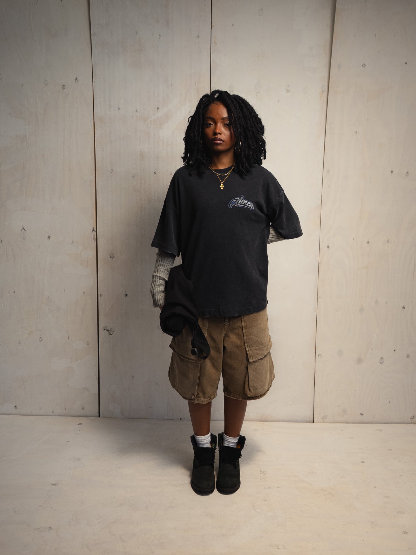 PSALMS 23:4 HEAVY WASHED BLACK T-SHIRT
