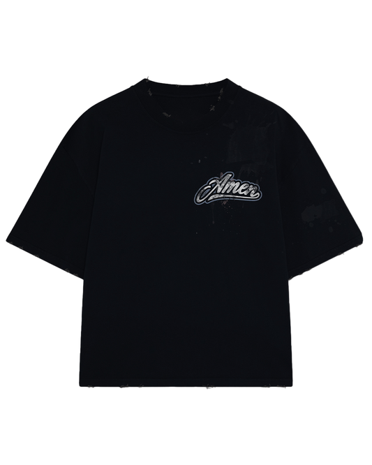 PSALMS 23:4 HEAVY WASHED BLACK T-SHIRT