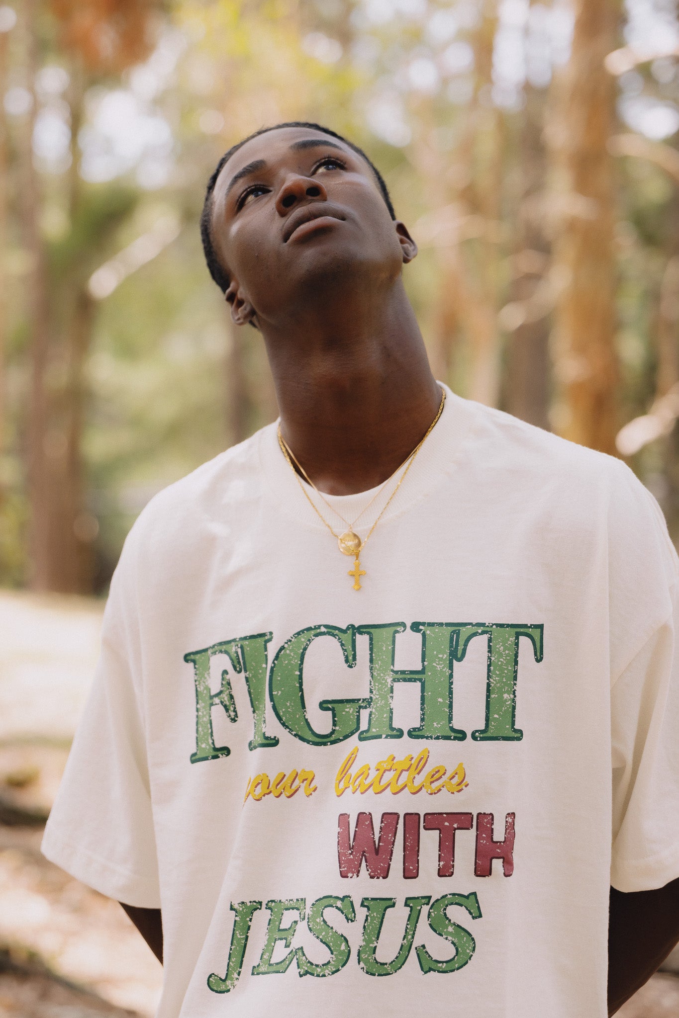 OFF WHITE FIGHT WITH JESUS T-SHIRT