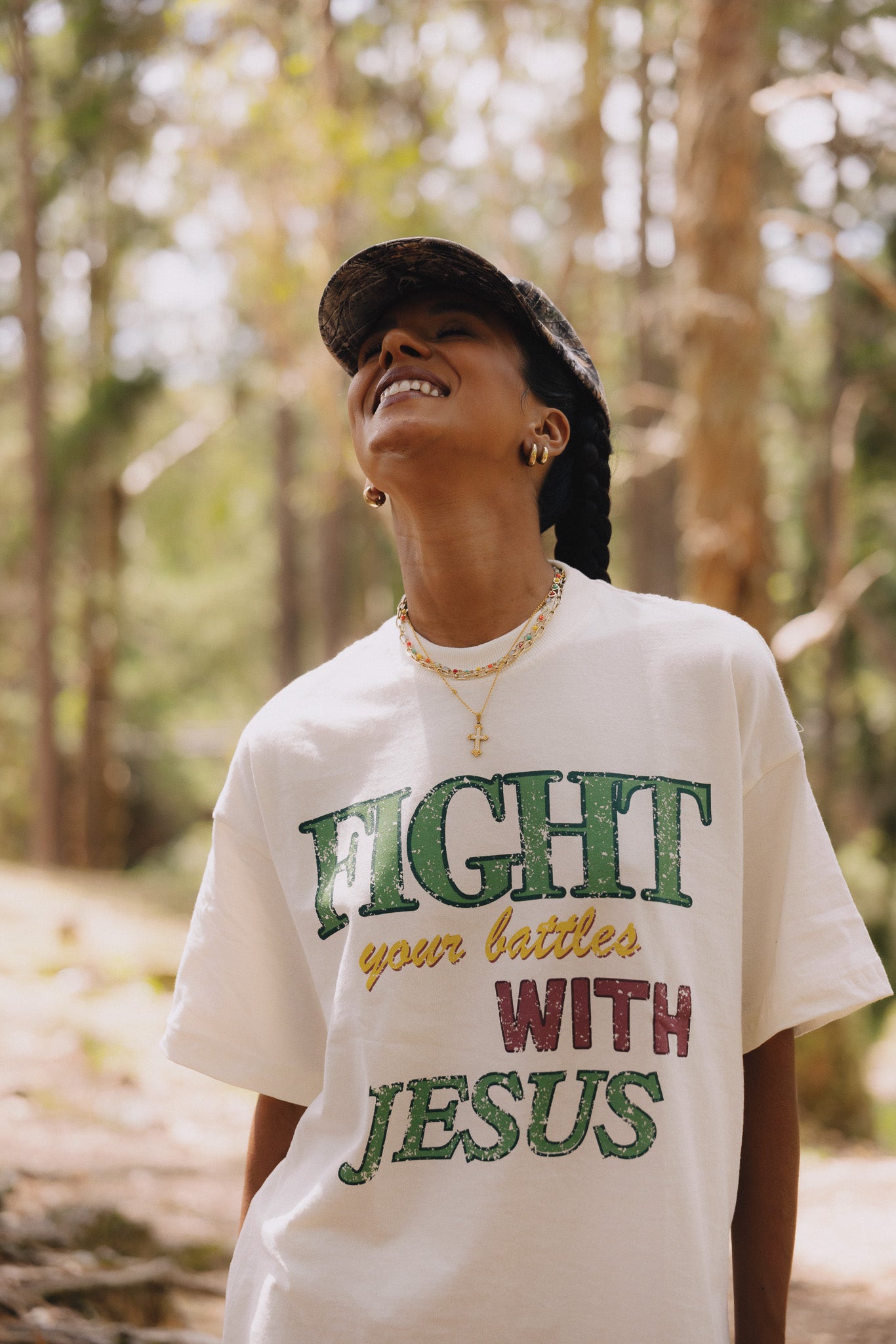 OFF WHITE FIGHT WITH JESUS T-SHIRT
