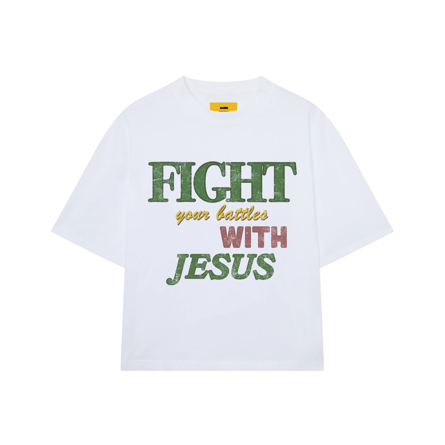 OFF WHITE FIGHT WITH JESUS T-SHIRT