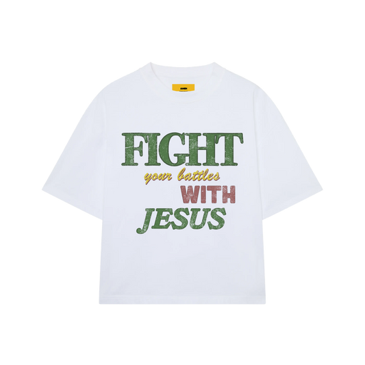 OFF WHITE FIGHT WITH JESUS T-SHIRT