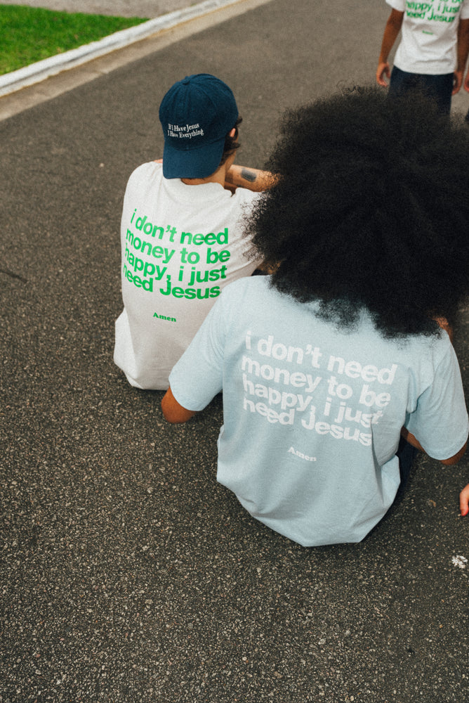 I JUST NEED JESUS BLUE T-SHIRT