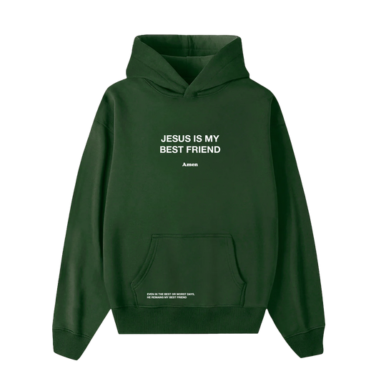 GREEN SWEATSHIRT JESUS IS MY BEST FRIEND