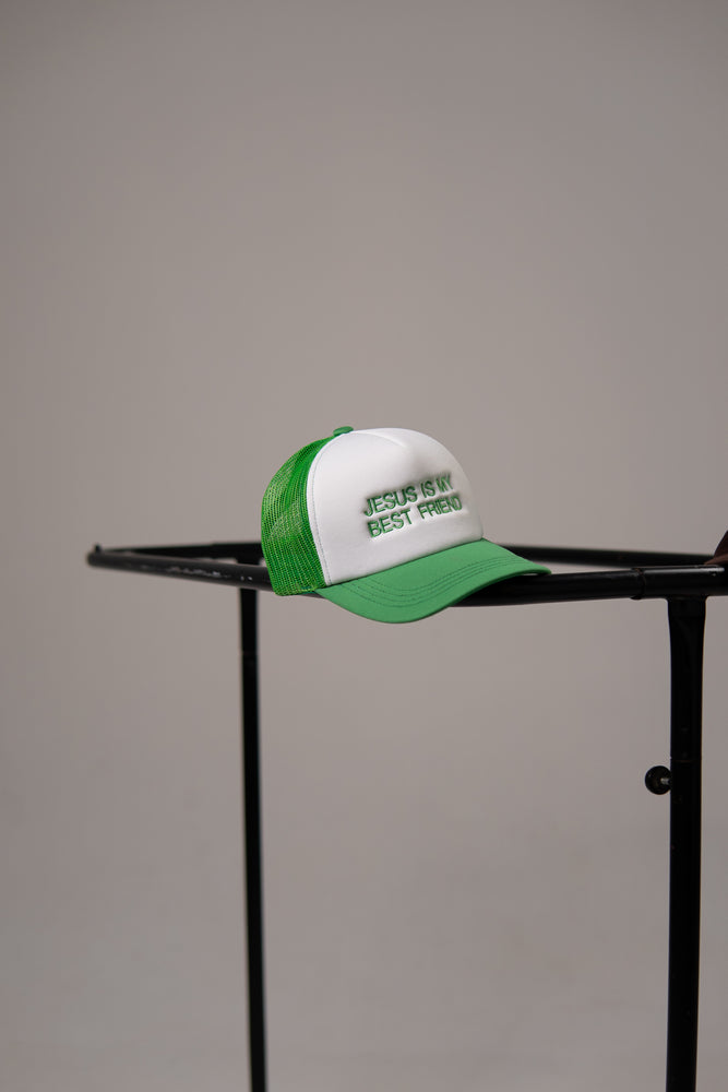 TRUCKER JESUS IS MY BEST FRIEND GREEN CAP