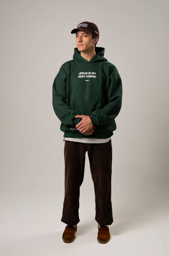 GREEN SWEATSHIRT JESUS IS MY BEST FRIEND