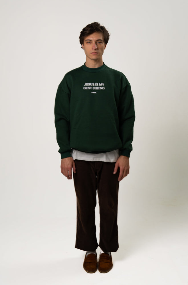 SWEATSHIRT JESUS ​​IS MY BEST FRIEND VERDE