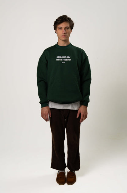 SWEATSHIRT JESUS ​​IS MY BEST FRIEND VERDE