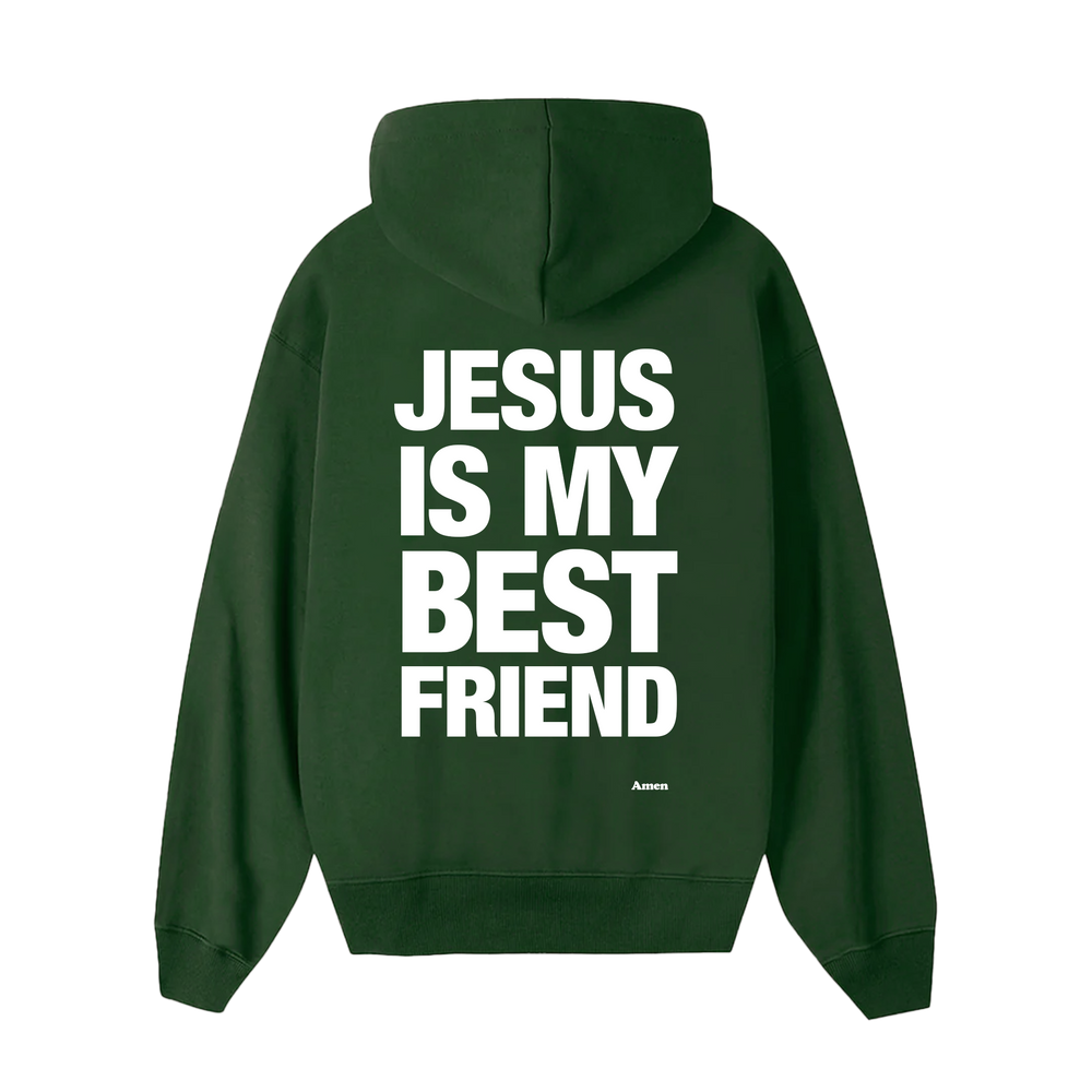 GREEN SWEATSHIRT JESUS ​​IS MY BEST FRIEND