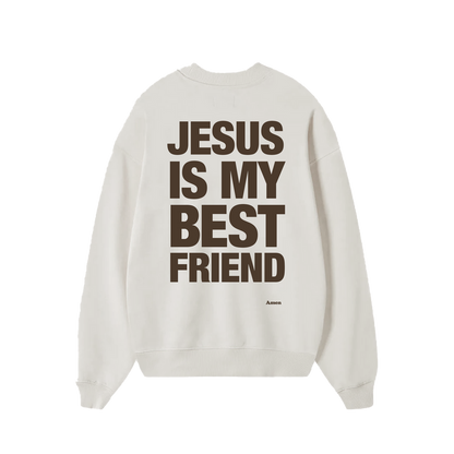 SWEATSHIRT JESUS ​​IS MY BEST FRIEND OFF WHITE