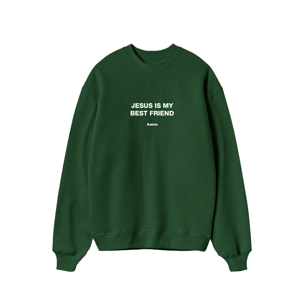 SWEATSHIRT JESUS ​​IS MY BEST FRIEND VERDE