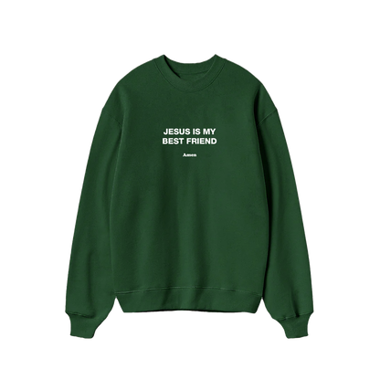 SWEATSHIRT JESUS ​​IS MY BEST FRIEND VERDE