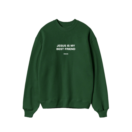 SWEATSHIRT JESUS ​​IS MY BEST FRIEND VERDE