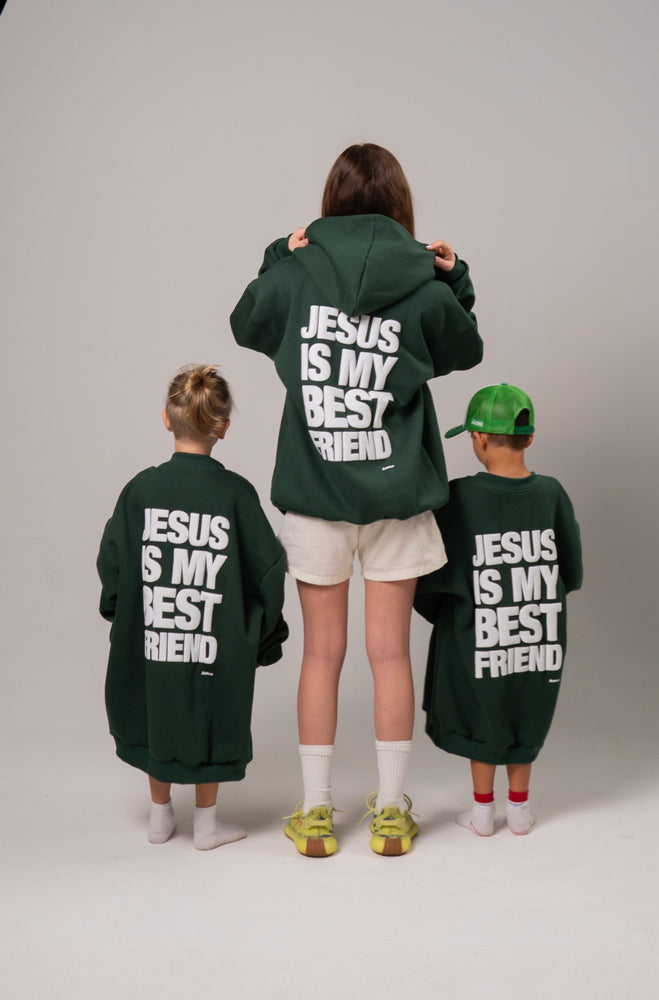 GREEN SWEATSHIRT JESUS ​​IS MY BEST FRIEND