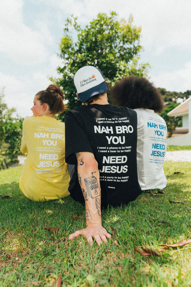 NAH BRO U NEED JESUS ​​OFF WHITE T-SHIRT 