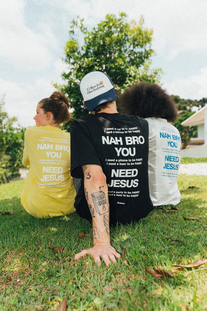 NAH BRO U NEED JESUS ​​OFF WHITE T-SHIRT 