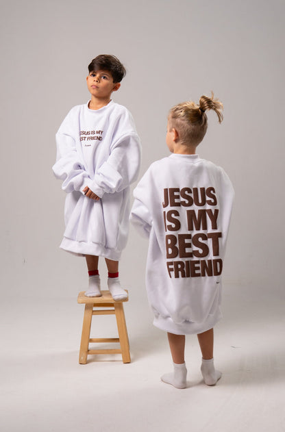 SWEATSHIRT JESUS ​​IS MY BEST FRIEND OFF WHITE