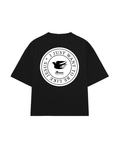 BLACK T-SHIRT EMBLEM I JUST WANT TO BE LIKE JESUS