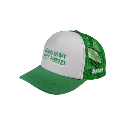 TRUCKER JESUS ​​IS MY BEST FRIEND GREEN CAP