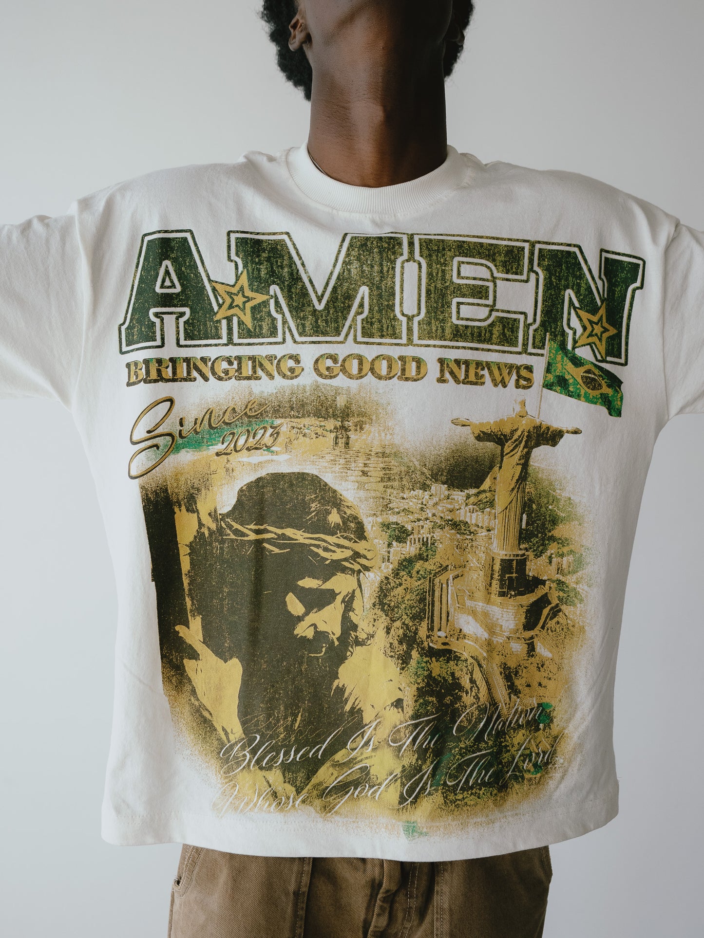 PSALMS 23:4 HEAVY BONE WHITE T-SHIRT