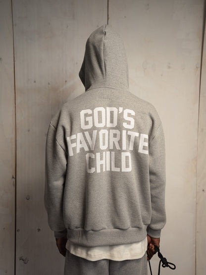GOD'S FAVORITE CHILD ZIP UP SWEATSHIRT GRAY