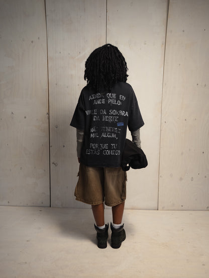 PSALMS 23:4 HEAVY WASHED BLACK T-SHIRT