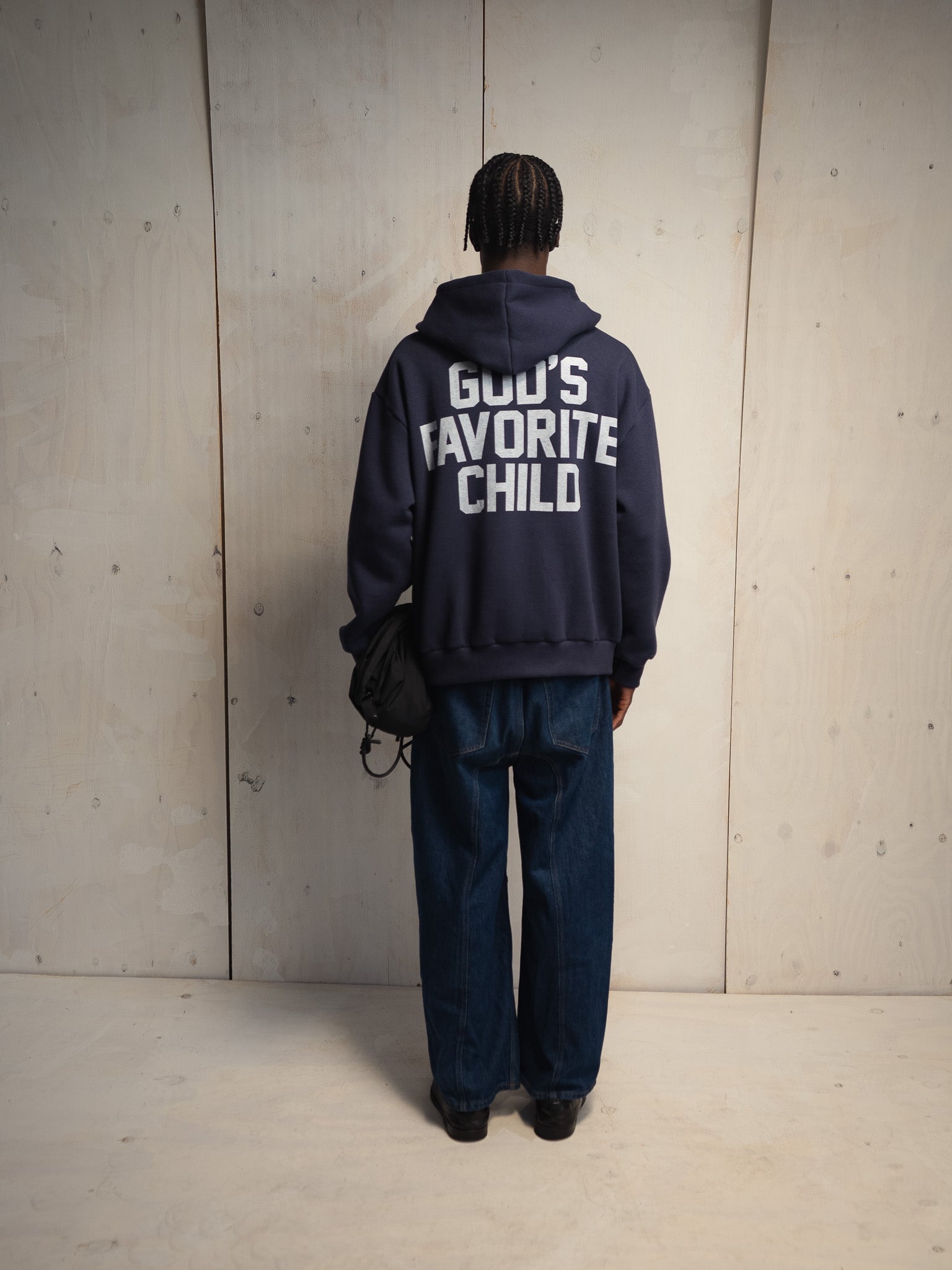 GOD'S FAVORITE CHILD ZIP UP NAVY SWEATSHIRT