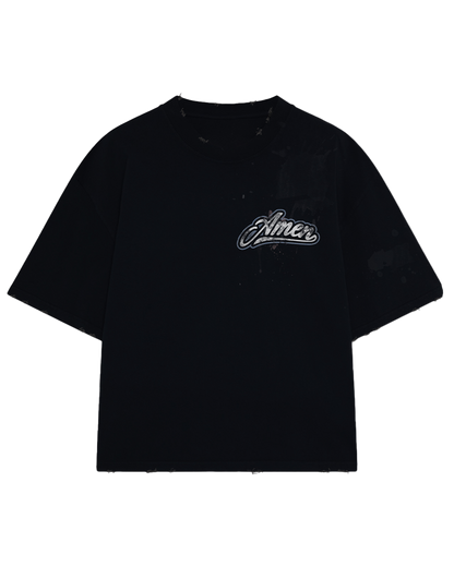 PSALMS 23:4 HEAVY WASHED BLACK T-SHIRT