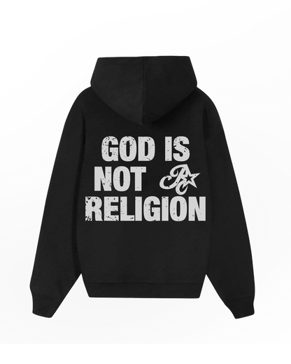 GOD IS NOT A RELIGION WASHED BLACK SWEATSHIRT