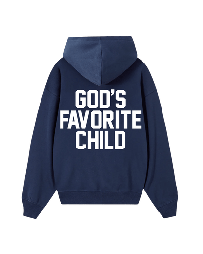 GOD'S FAVORITE CHILD ZIP UP NAVY SWEATSHIRT