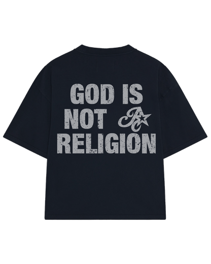 GOD IS NOT A RELIGION BLACK T-SHIRT