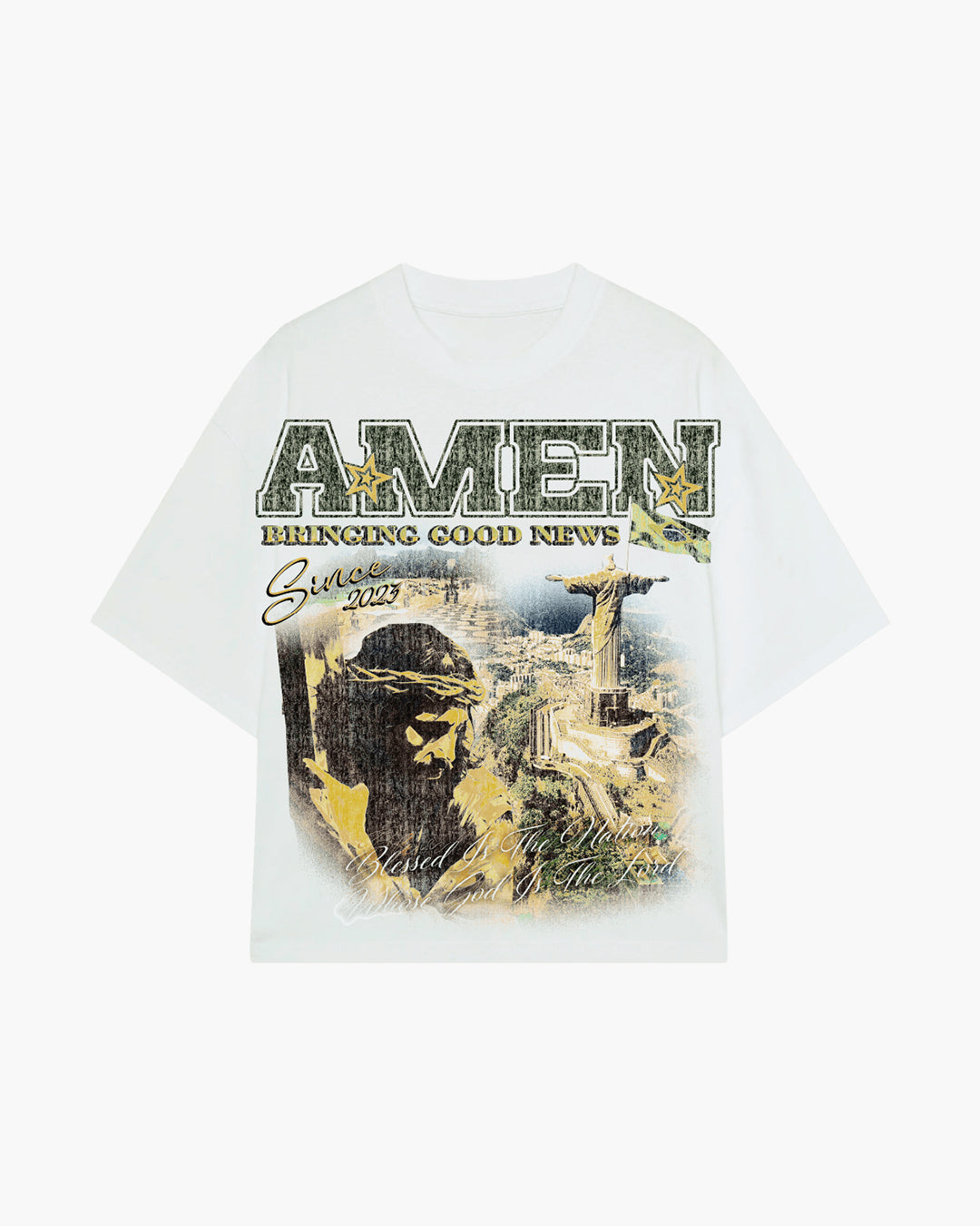 PSALMS 23:4 HEAVY BONE WHITE T-SHIRT