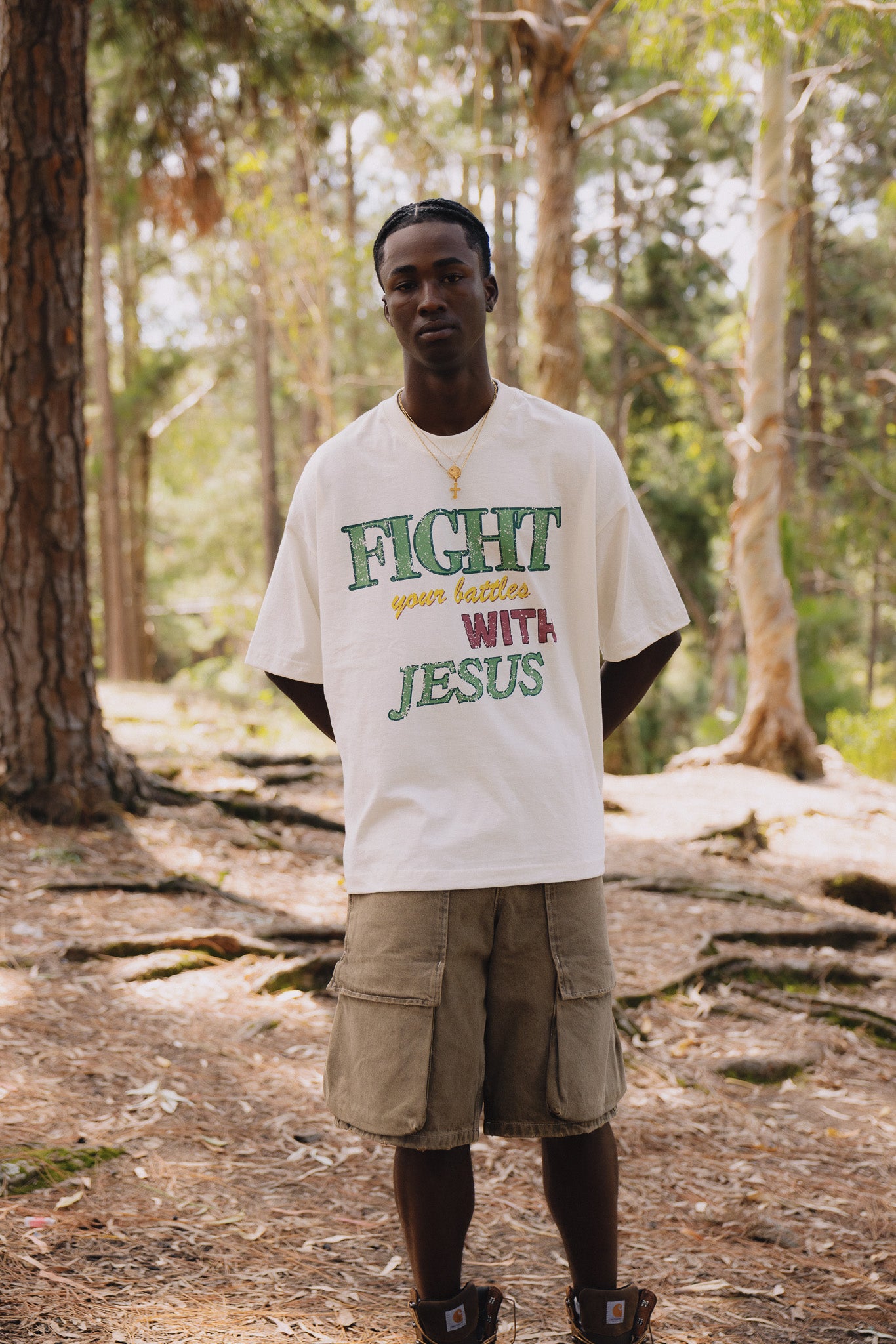 OFF WHITE FIGHT WITH JESUS ​​T-SHIRT