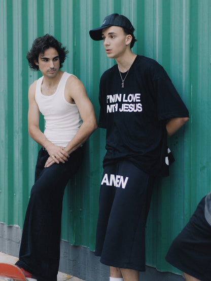 BLACK AMEN SWEATSHIRT JORTS