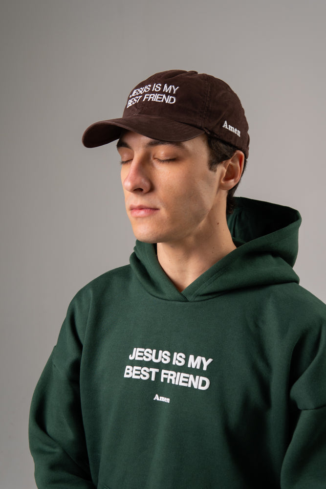 GREEN SWEATSHIRT JESUS ​​IS MY BEST FRIEND