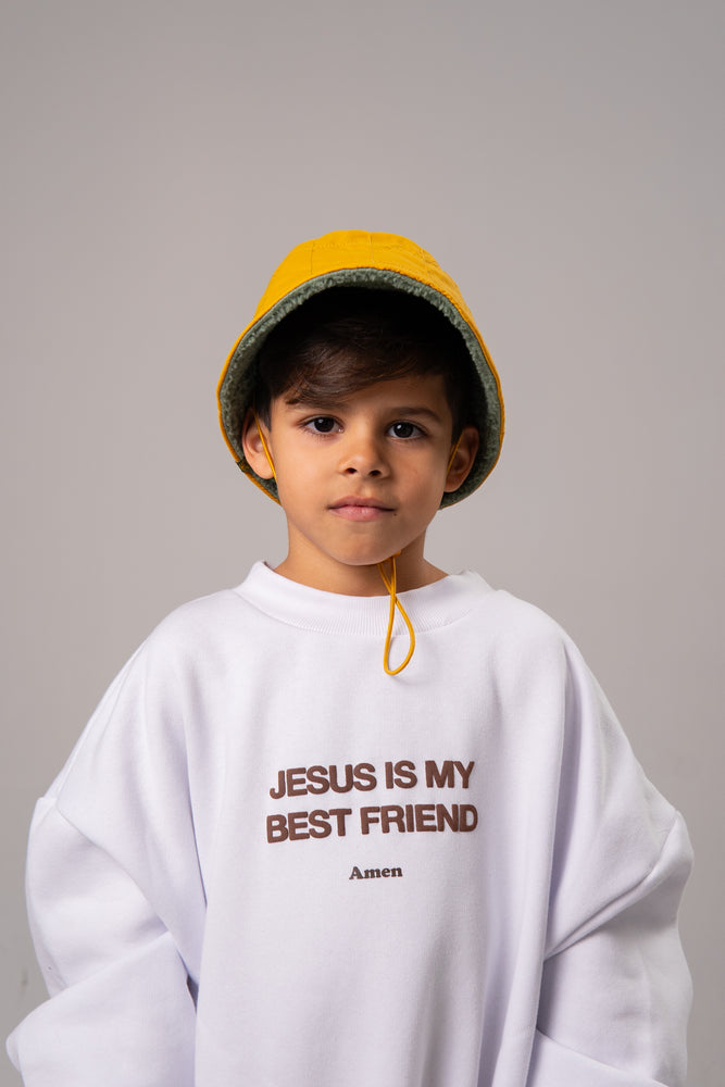 SWEATSHIRT JESUS ​​IS MY BEST FRIEND OFF WHITE
