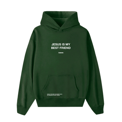 GREEN SWEATSHIRT JESUS ​​IS MY BEST FRIEND