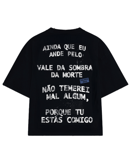 PSALMS 23:4 HEAVY WASHED BLACK T-SHIRT