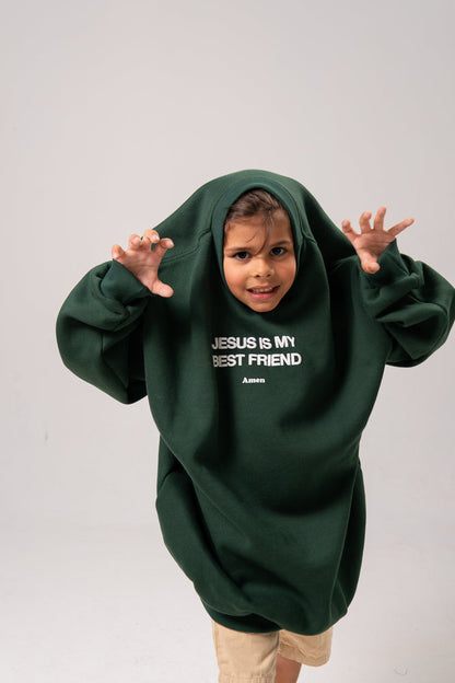 SWEATSHIRT JESUS ​​IS MY BEST FRIEND VERDE