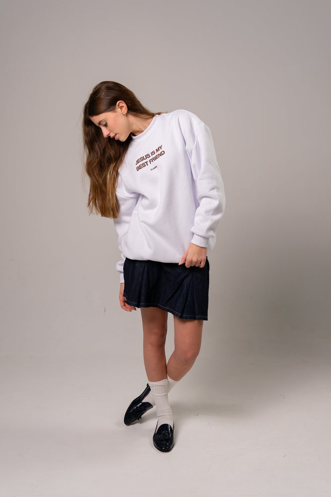 SWEATSHIRT JESUS ​​IS MY BEST FRIEND OFF WHITE