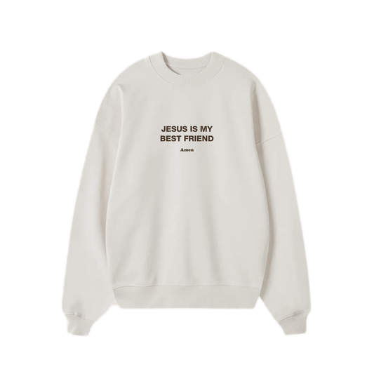 SWEATSHIRT JESUS ​​IS MY BEST FRIEND OFF WHITE